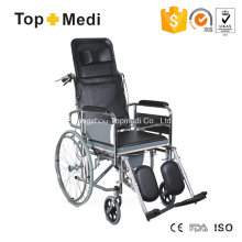 Silla de ruedas con inodoro manual reclinable de acero con respaldo alto Topmedi